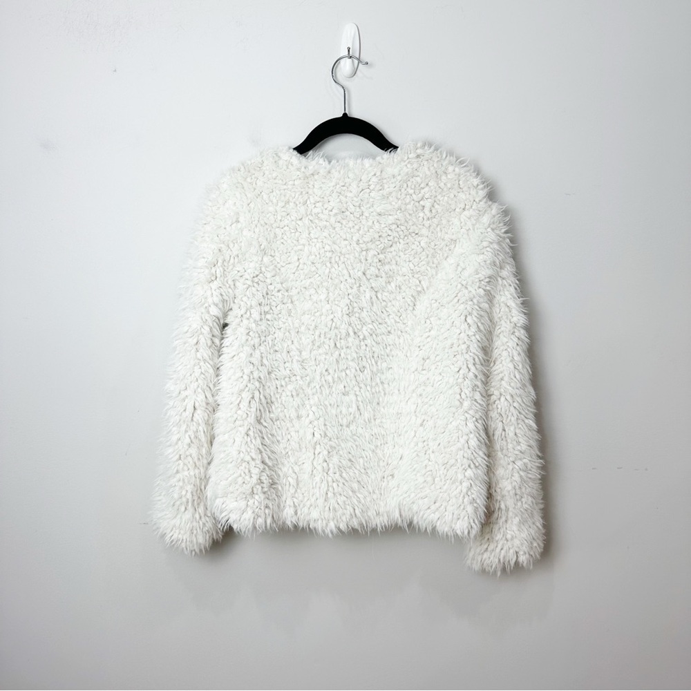 Sanctuary Faux Fur Jacket White Snap Front Soft Cozy - Picture 2 of 8